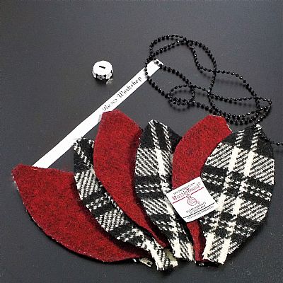 fabric parts and trim for a harris tweed christmas bauble by roses workshop