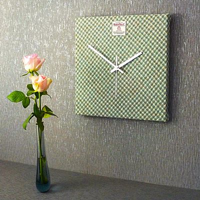 harris tweed large square clock handmade at roses workshop