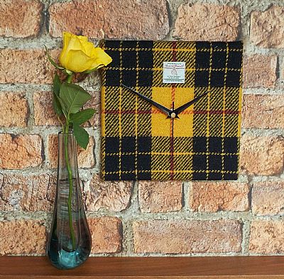 harris tweed handmade clock macleod tartan by roses workshop