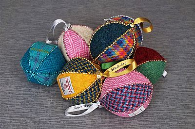 handmade harris tweed christmas decorations by roses workshop